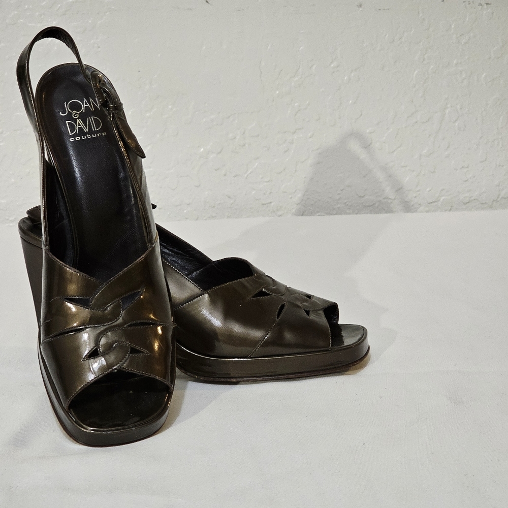 Joan & David Chunky Open Toe Slingback Leather Pumps Ladies Size 8M